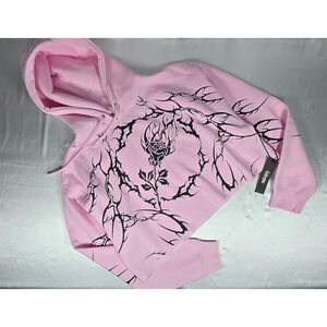 Civil Regime Vines Run Deep Baby Pink Cropped Box Cut Hoodie XL